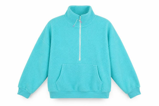 Front view of Dunnes Women’s Blue 1/2 Zip Fleece Pullover Sweatshirt L