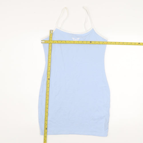 H&M Divided Women’s Blue Slip Dress Size 12 Cotton Stretch Butterfly