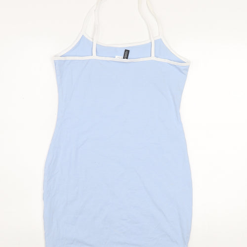 H&M Divided Women’s Blue Slip Dress Size 12 Cotton Stretch Butterfly