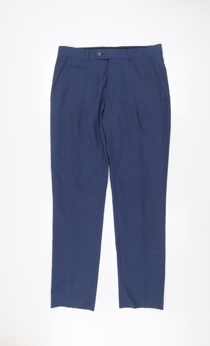 White Label Men's Blue 38R Regular Fit Suit Trousers
