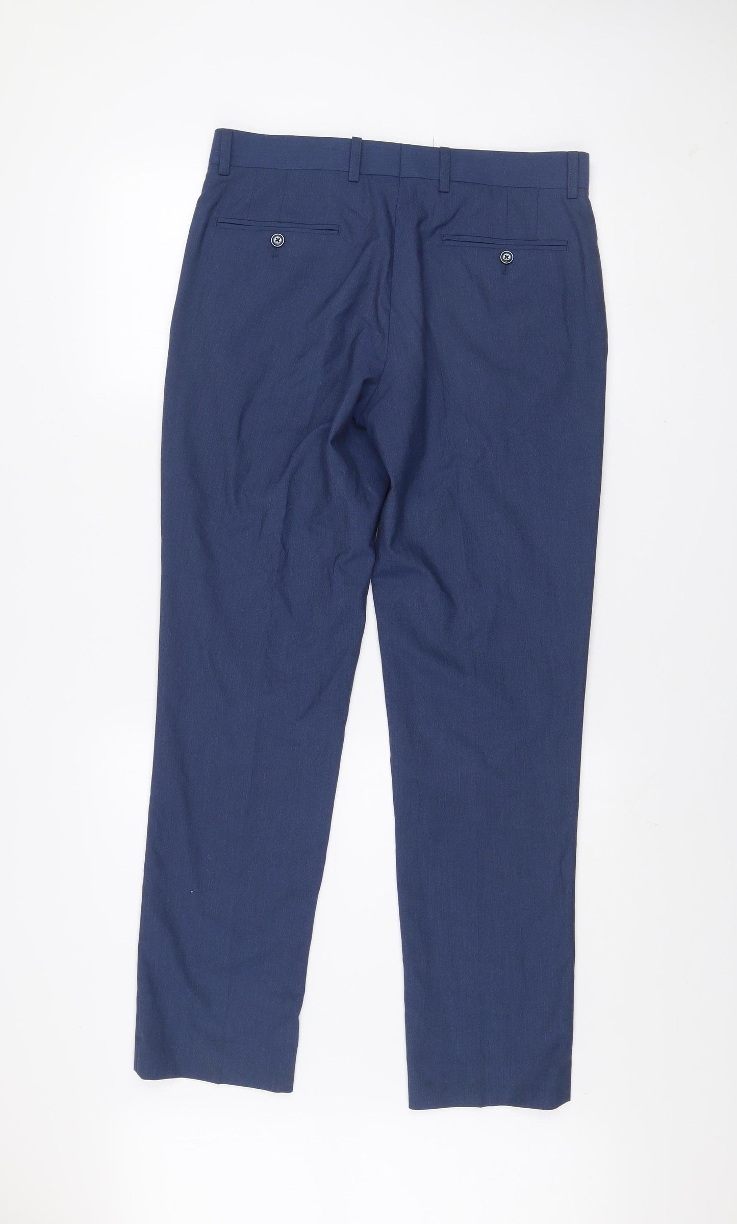 White Label Men's Blue 38R Regular Fit Suit Trousers