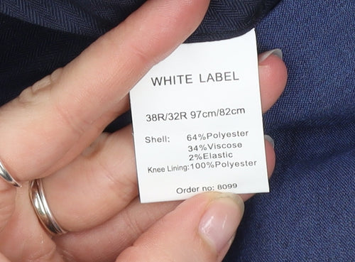 White Label Men's Blue 38R Regular Fit Suit Trousers