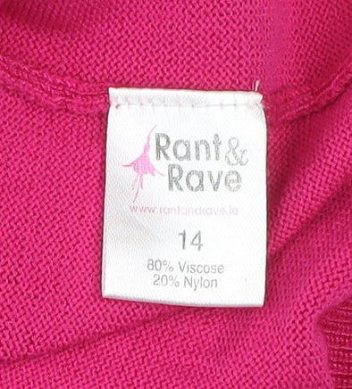 Rant & Rave Women's Pink Crew Neck Pullover Jumper Size 14
