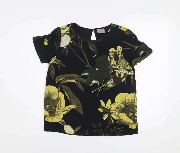 Vero Moda Women's Black Floral Short Sleeve Blouse Size S