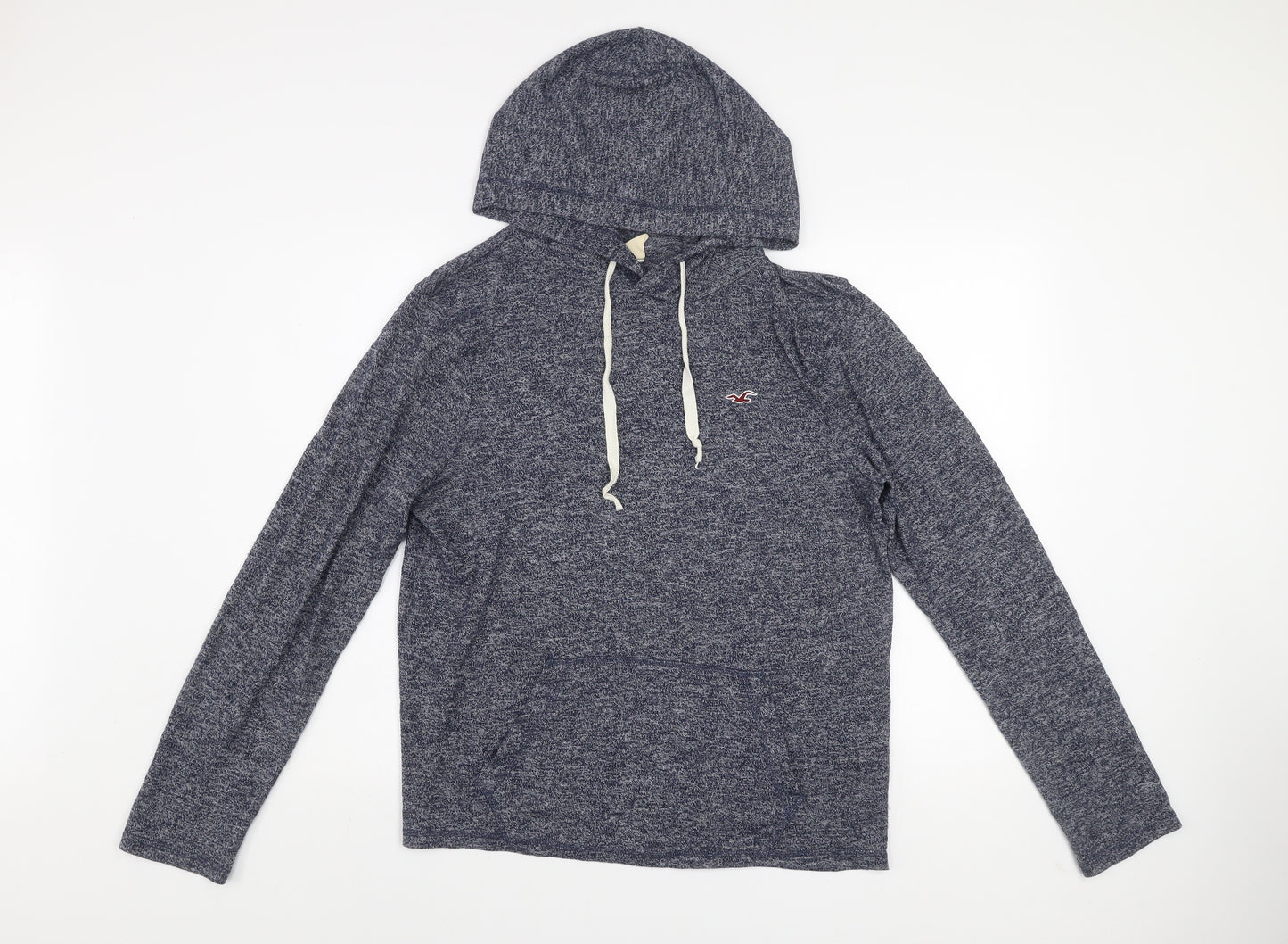Hollister Men Blue Heather Pullover Hoodie M Cotton Blend