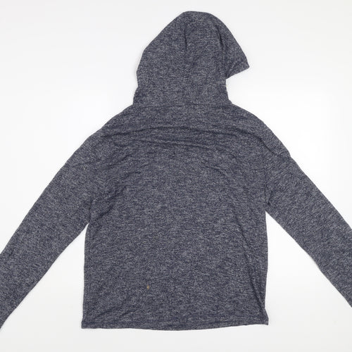 Hollister Men Blue Heather Pullover Hoodie M Cotton Blend