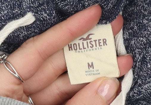 Hollister Men Blue Heather Pullover Hoodie M Cotton Blend