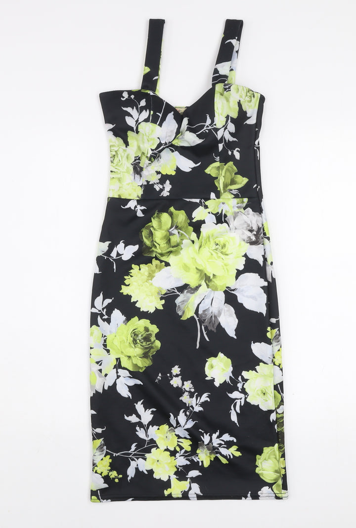Cameo Rose Women’s Black Floral Bodycon Dress Size 8