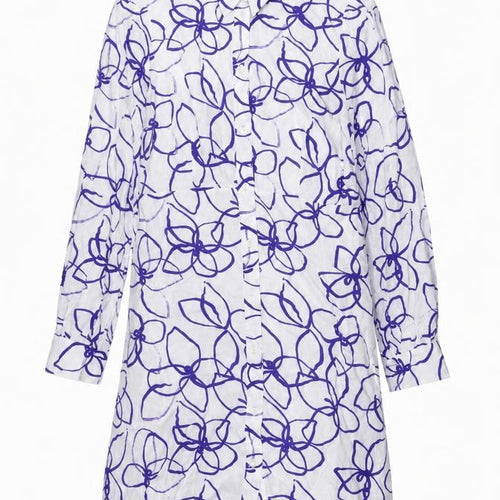 Marks and Spencer Women White Purple Floral Shirt Dress Size 8
