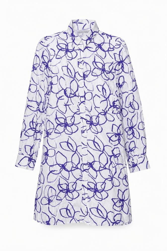 Marks and Spencer Women White Purple Floral Shirt Dress Size 8