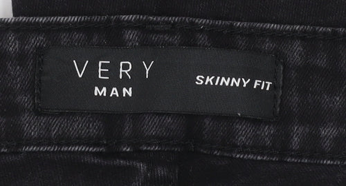 Very Man Black Skinny Fit Jeans Men’s Waist 28 Regular Distressed Denim
