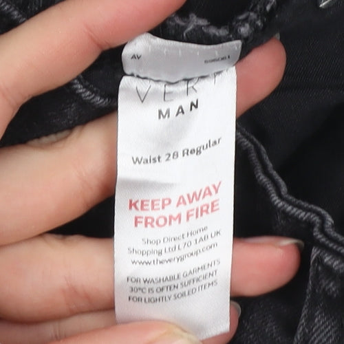 Very Man Black Skinny Fit Jeans Men’s Waist 28 Regular Distressed Denim