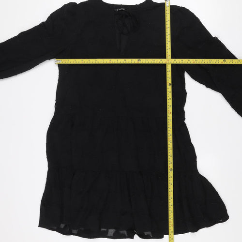 Dunnes Women’s Black Size 12 Ruffle Long Sleeve Shift Dress