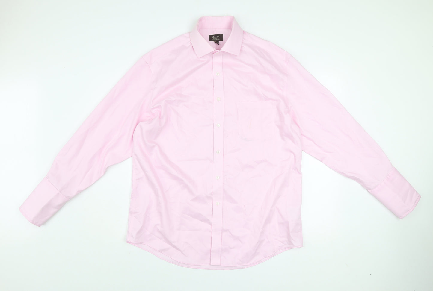 Tasso Elba Men's Pink Regular Fit Non-Iron Cotton Dress Shirt L 16.5