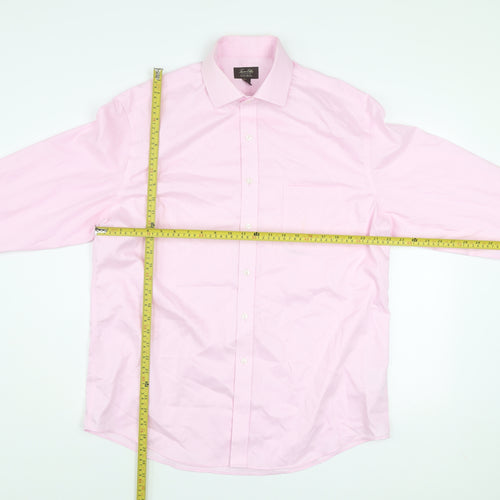 Tasso Elba Men's Pink Regular Fit Non-Iron Cotton Dress Shirt L 16.5