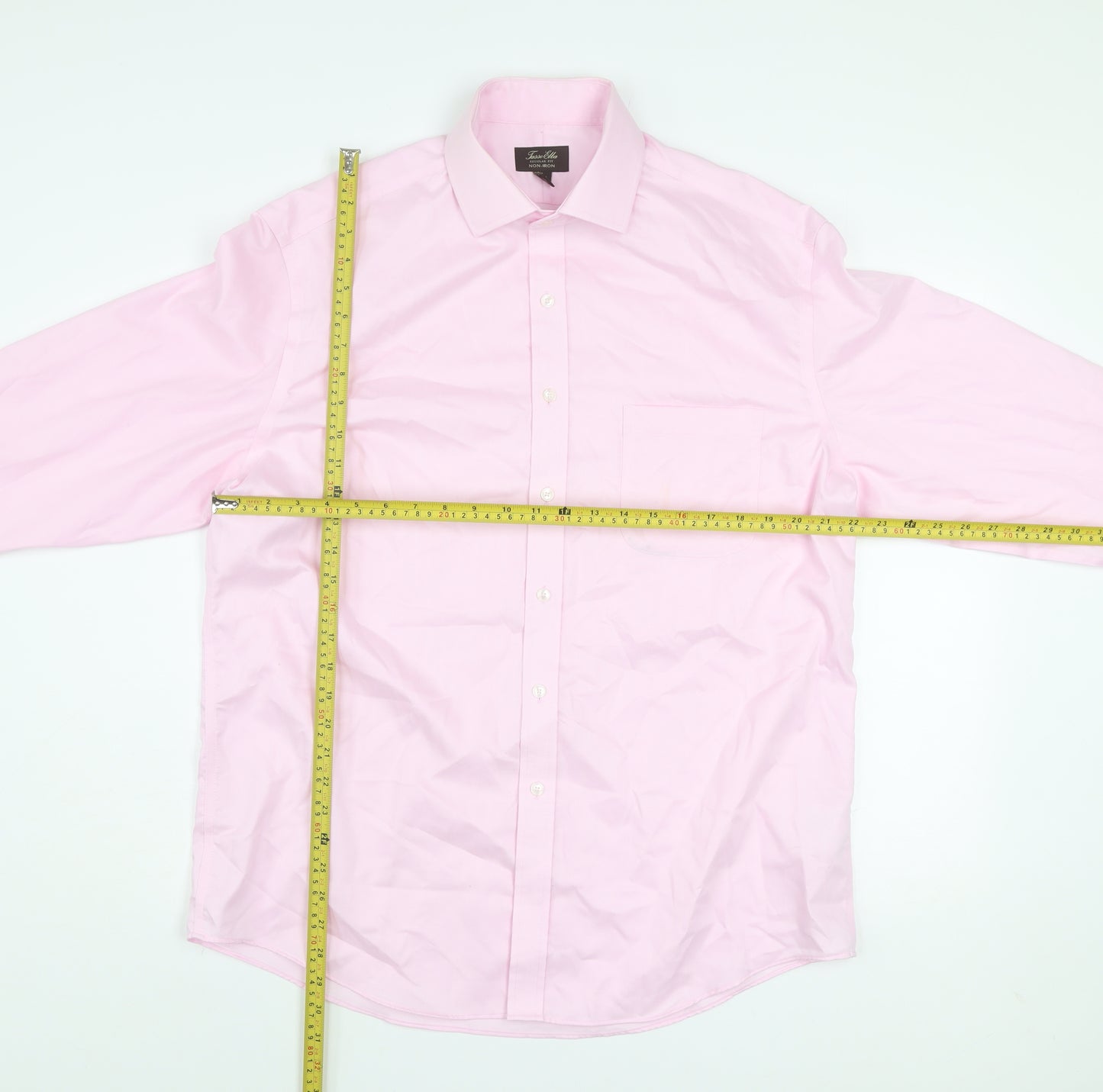 Tasso Elba Men's Pink Regular Fit Non-Iron Cotton Dress Shirt L 16.5