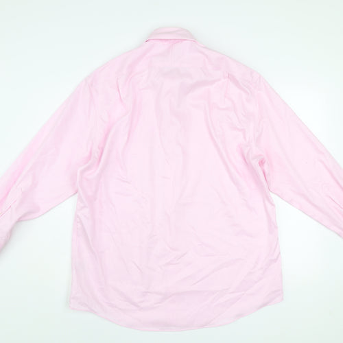 Tasso Elba Men's Pink Regular Fit Non-Iron Cotton Dress Shirt L 16.5