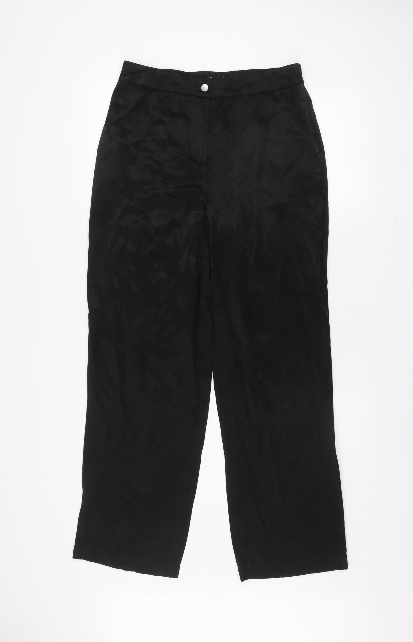 Vila Women Black Size 10 Wide-Leg Trousers in Viscose Blend