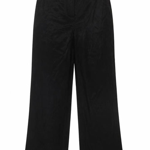 Vila Women Black Size 10 Wide-Leg Trousers in Viscose Blend