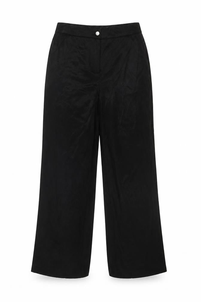 Vila Women Black Size 10 Wide-Leg Trousers in Viscose Blend