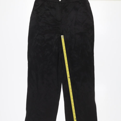 Vila Women Black Size 10 Wide-Leg Trousers in Viscose Blend