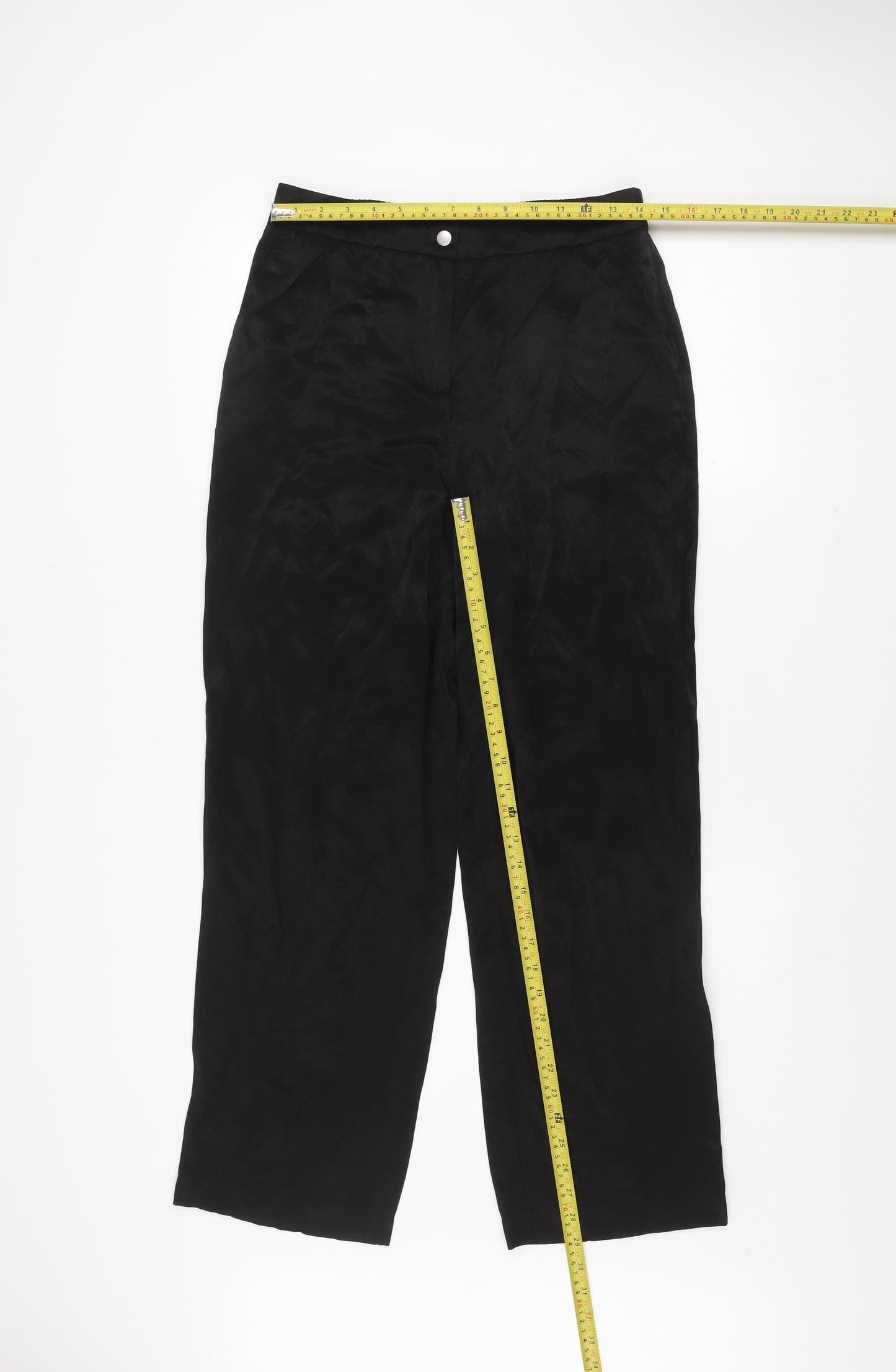 Vila Women Black Size 10 Wide-Leg Trousers in Viscose Blend