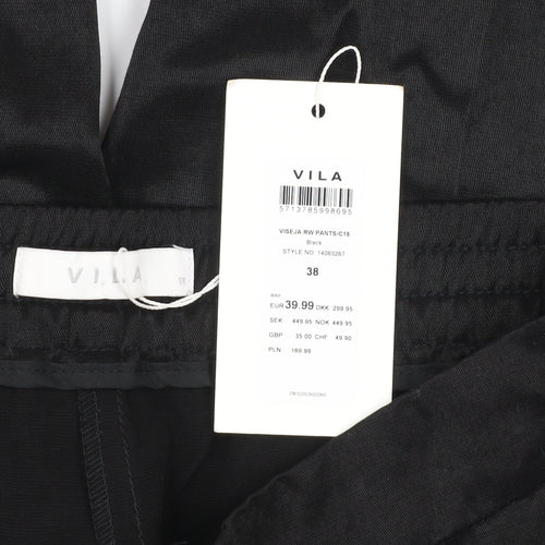 Vila Women Black Size 10 Wide-Leg Trousers in Viscose Blend