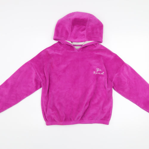 Dunnes Stores Women’s Pink Velour Pullover Hoodie Be Kind Design Size M