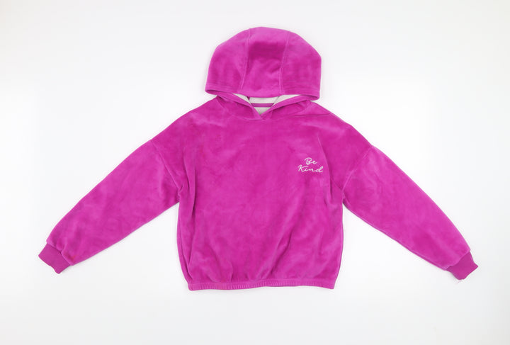 Dunnes Stores Women’s Pink Velour Pullover Hoodie Be Kind Design Size M
