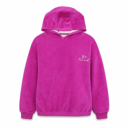 Dunnes Stores Women’s Pink Velour Pullover Hoodie Be Kind Design Size M