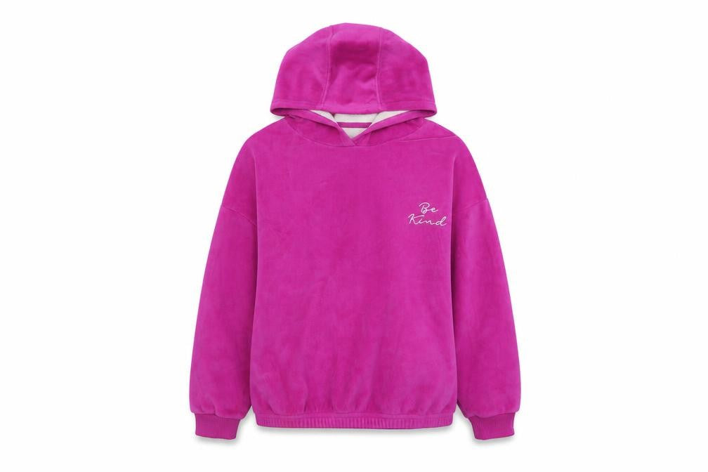 Dunnes Stores Women’s Pink Velour Pullover Hoodie Be Kind Design Size M