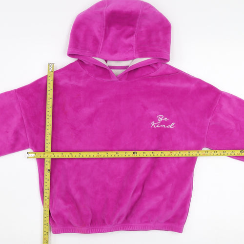 Dunnes Stores Women’s Pink Velour Pullover Hoodie Be Kind Design Size M