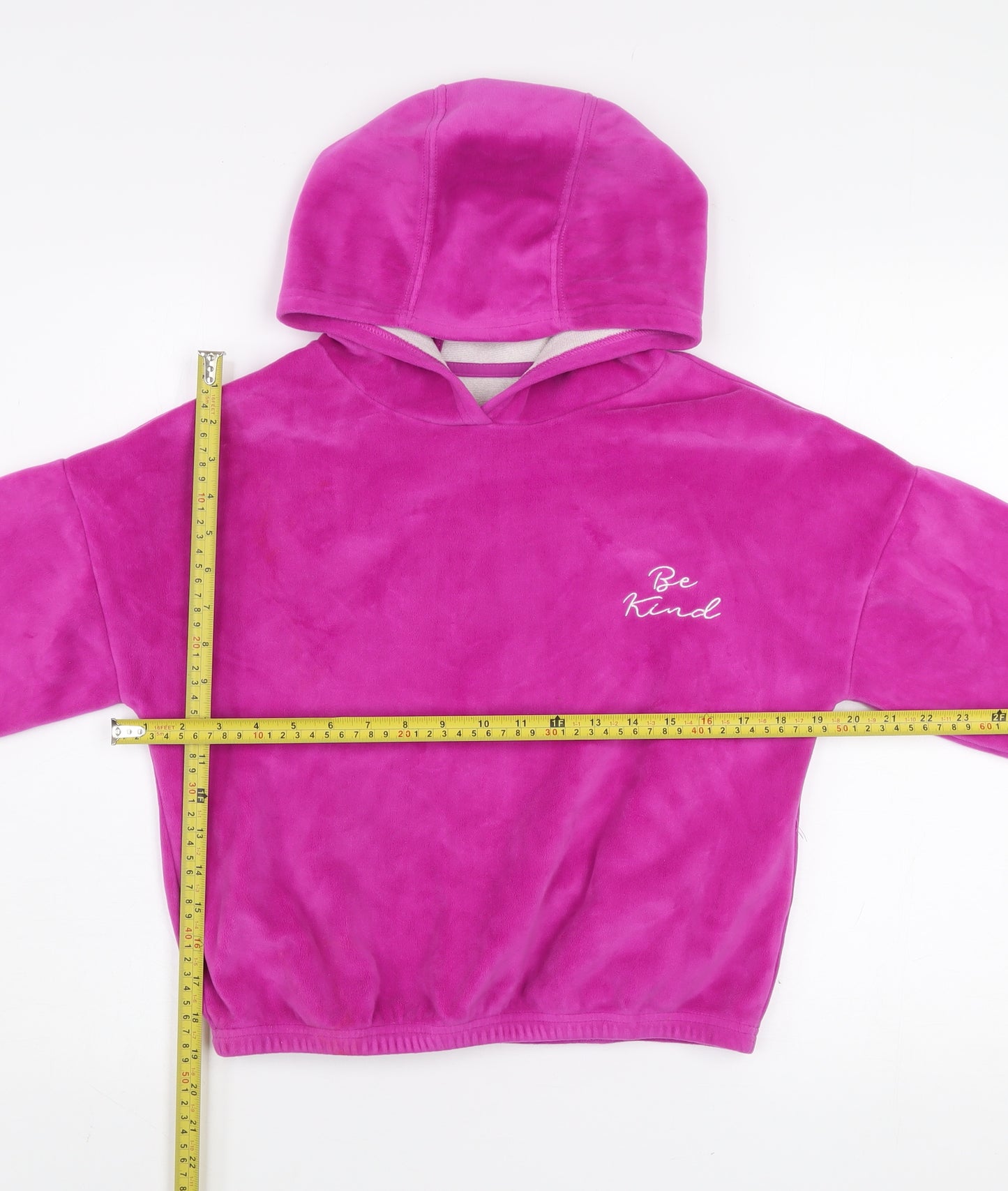 Dunnes Stores Women’s Pink Velour Pullover Hoodie Be Kind Design Size M
