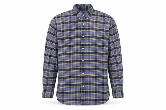 Front view of Charles Tyrwhitt Men's Blue Plaid Slim Fit XL Flannel Shirt