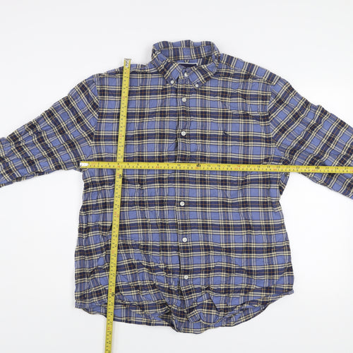 Charles Tyrwhitt Men's Blue Plaid Slim Fit XL Flannel Shirt
