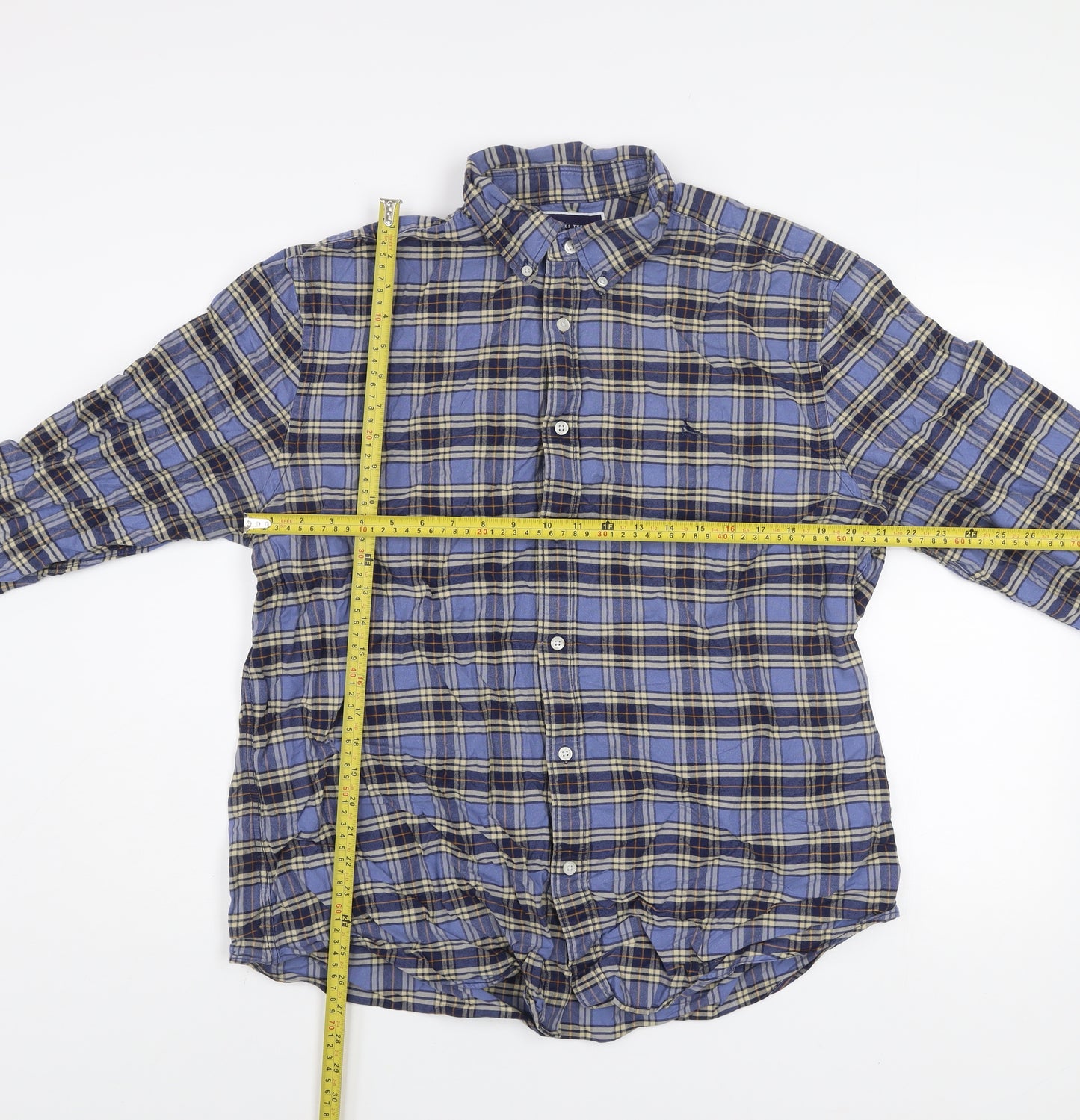 Charles Tyrwhitt Men's Blue Plaid Slim Fit XL Flannel Shirt