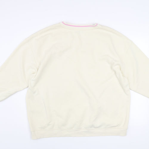 Primark Women Beige 'Have a Nice Day' V-Neck Sweatshirt Size L 14/16