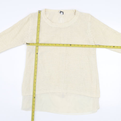 Bold Sugar Women Beige Knit Pullover Jumper M Long Sleeve Zip Back