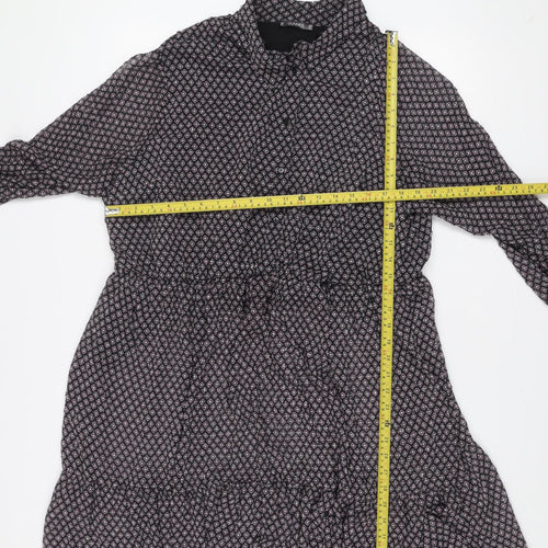 Dunnes Women Black Geometric Shift Dress 2XL Knee Length Long Sleeve