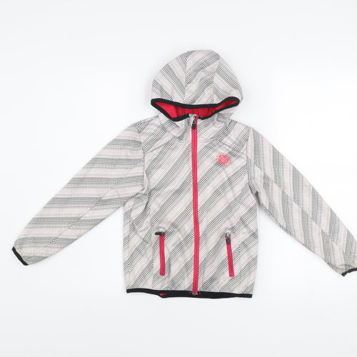 Crivit Girls Grey Hooded Puffer Jacket 7 Years Fleece Lined Outdoor Zip