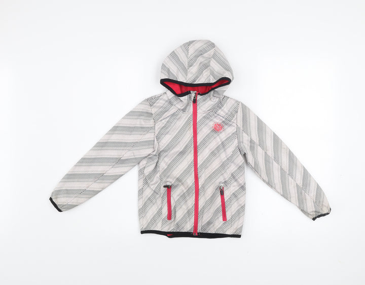 Crivit Girls Grey Hooded Puffer Jacket 7 Years Fleece Lined Outdoor Zip
