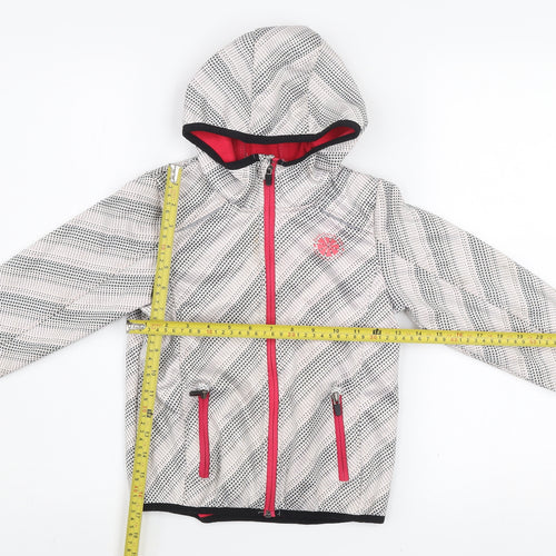 Crivit Girls Grey Hooded Puffer Jacket 7 Years Fleece Lined Outdoor Zip