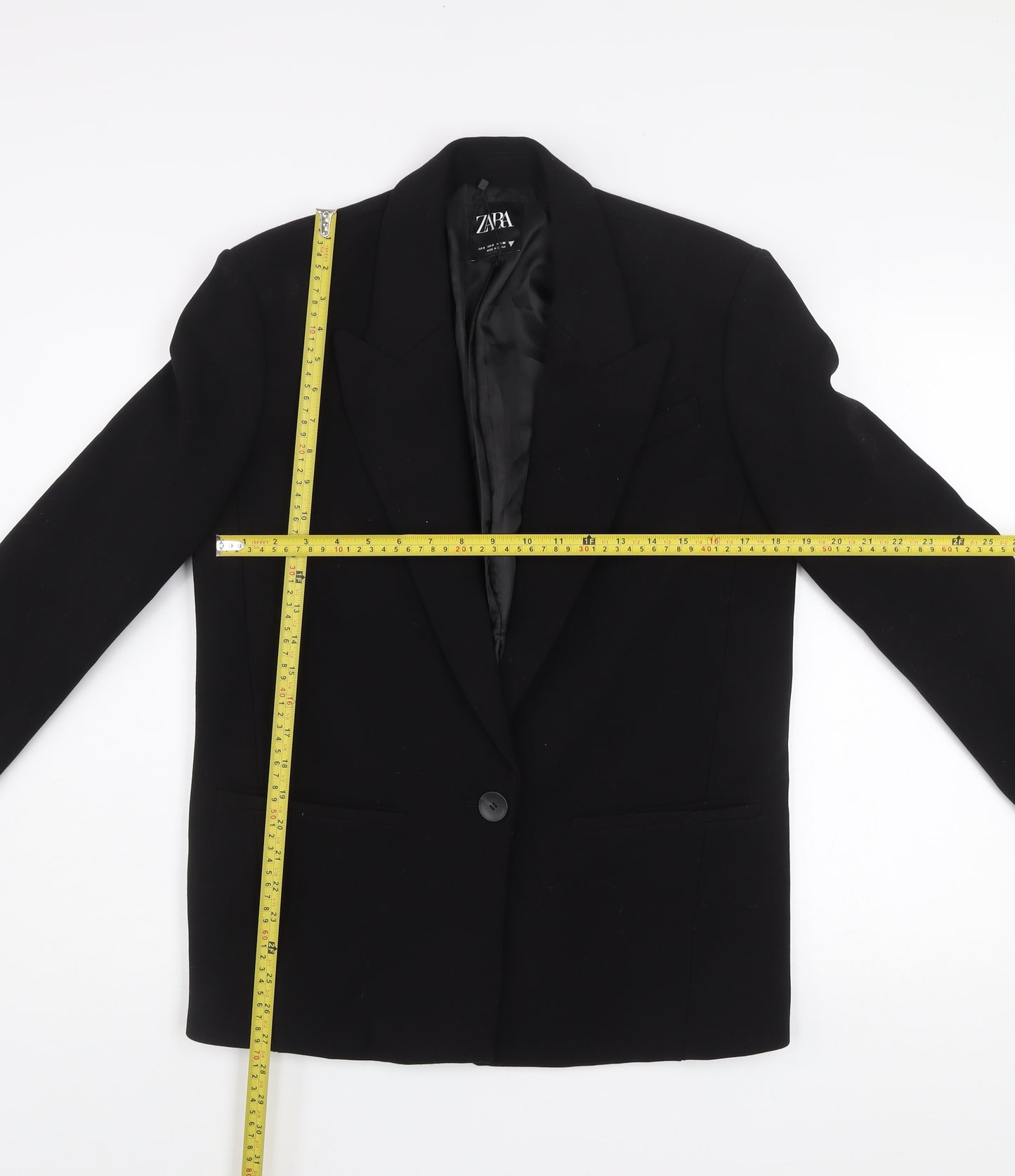 Zara Men's Black Slim Fit Blazer S Classic Mid-Length Jacket