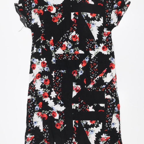 New Look Maternity Black Floral Shift Dress Size 10 Short Sleeve