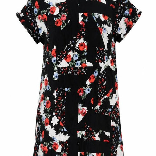 New Look Maternity Black Floral Shift Dress Size 10 Short Sleeve