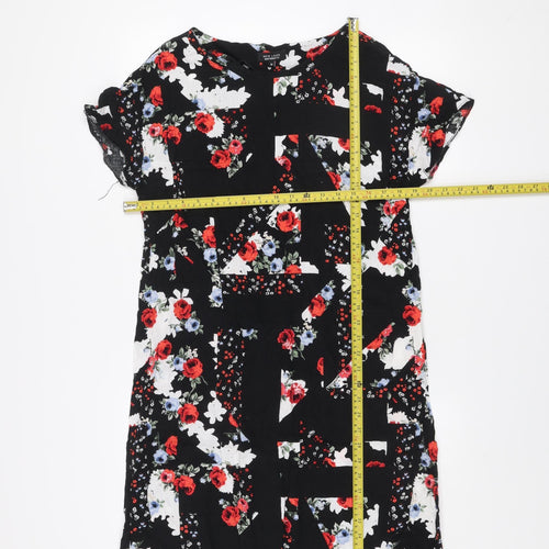 New Look Maternity Black Floral Shift Dress Size 10 Short Sleeve
