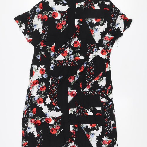New Look Maternity Black Floral Shift Dress Size 10 Short Sleeve