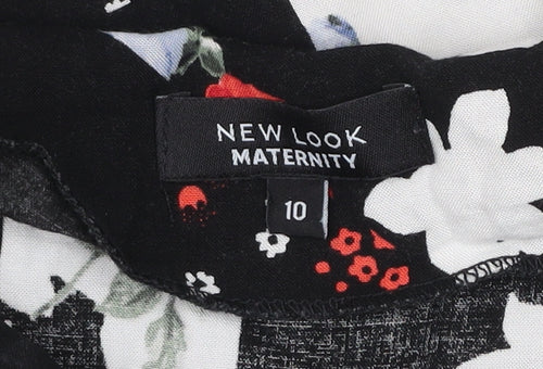 New Look Maternity Black Floral Shift Dress Size 10 Short Sleeve