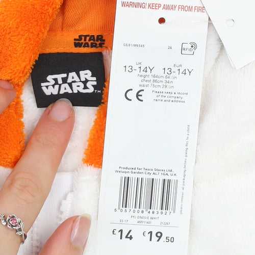 Star Wars Boys White and Orange BB-8 Fleece One Piece 13-14 Years