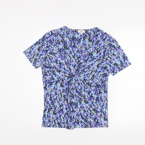 CC Women’s Blue Multicoloured Knot Front Short Sleeve Top Size S